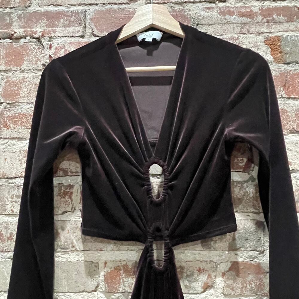 A.L.C Maeve Women's Draped Velvet Dress With Cut Out Details in Brown Size 4 - Picture 7 of 12
